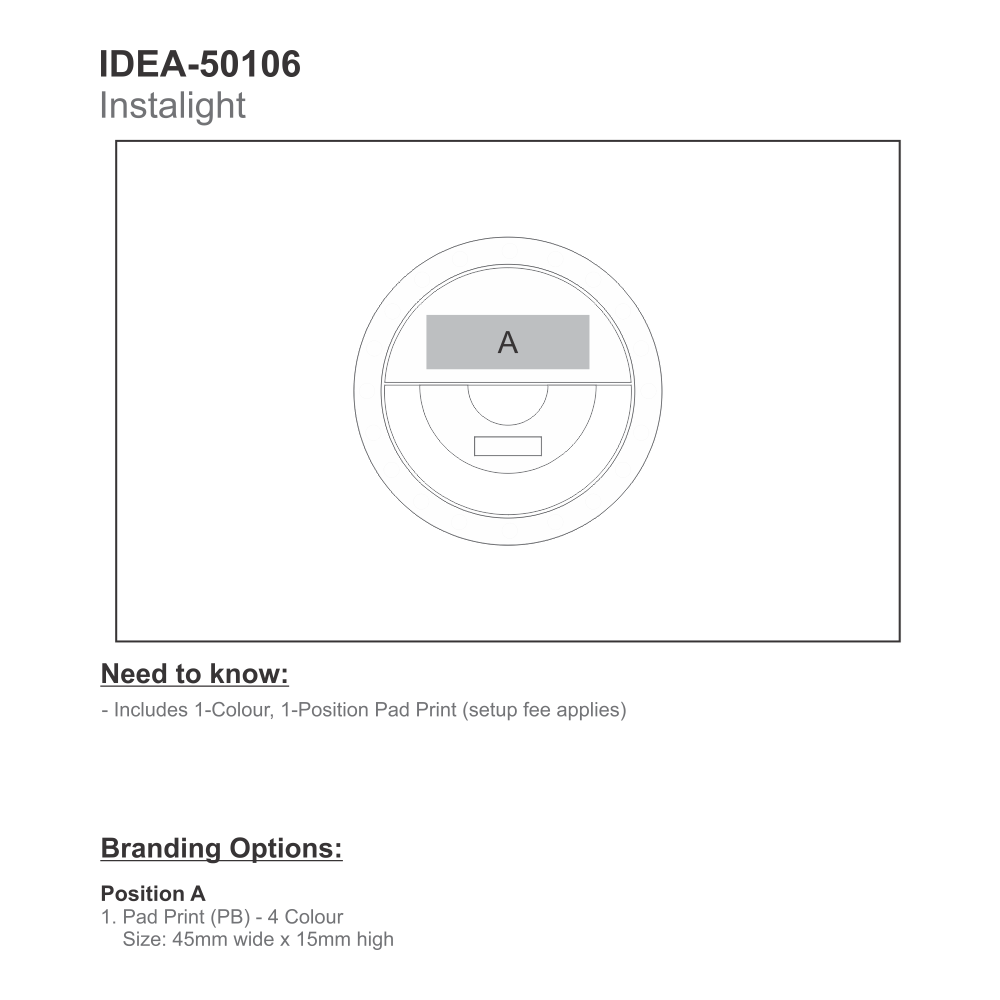 Instalight Brandable Selfie Phone Light in Black