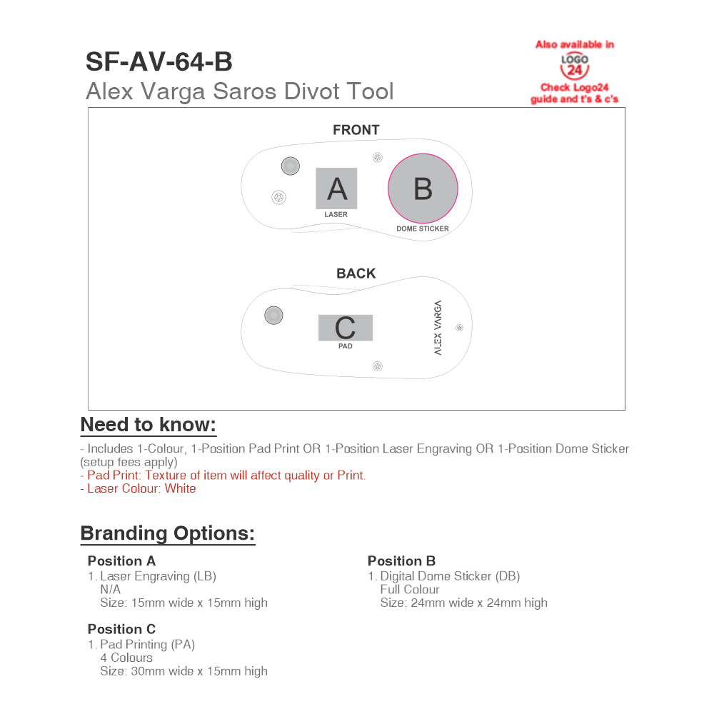 Alex Varga Saros Brandable Divot Tool in Black