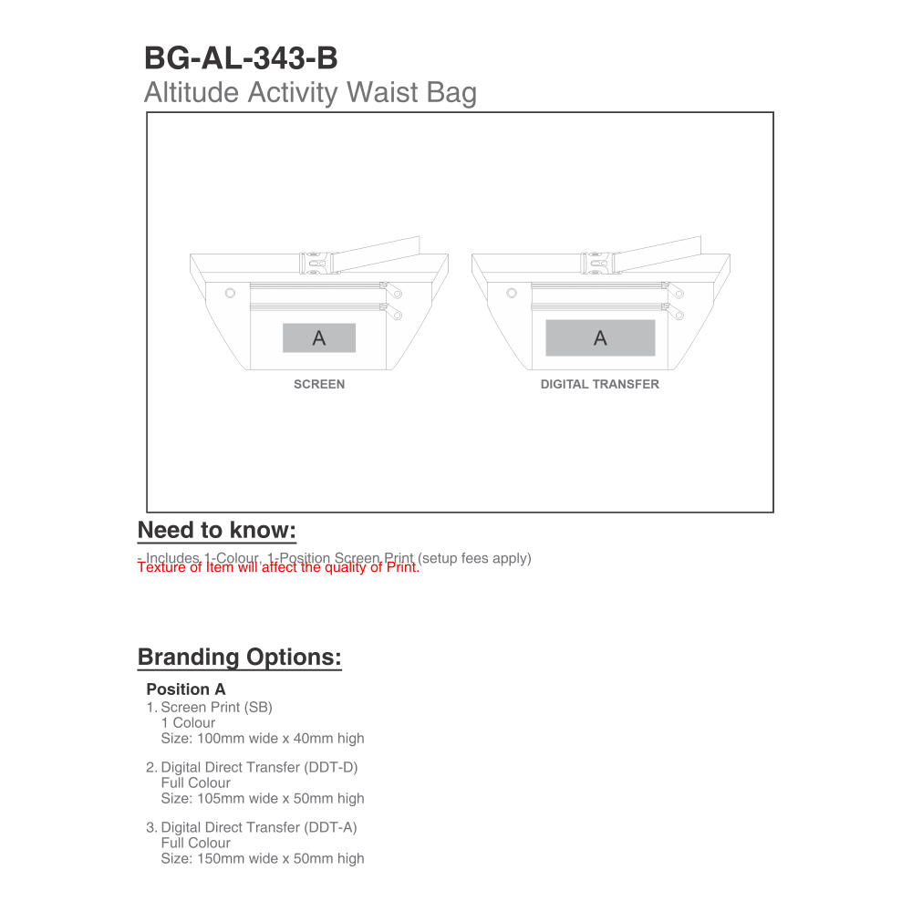 Activity Brandable Waist Bag in Black