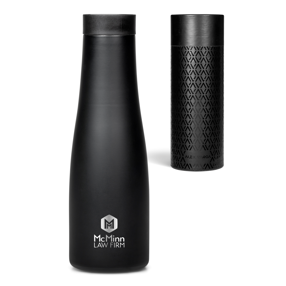 Alex Varga Balaton Vacuum Stainless Steel Brandable Water Bottle in Black