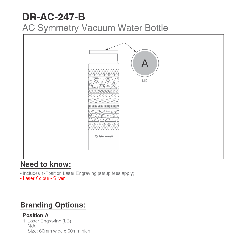 Andy Cartwright Symmetry Vacuum Stainless Steel Brandable Water Bottle