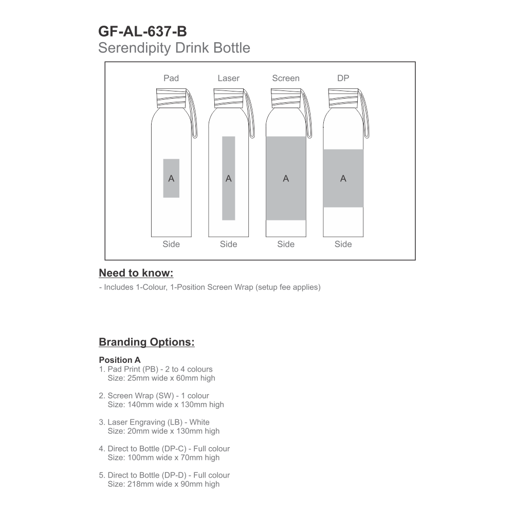 Serendipity Aluminium Brandable Water Bottle