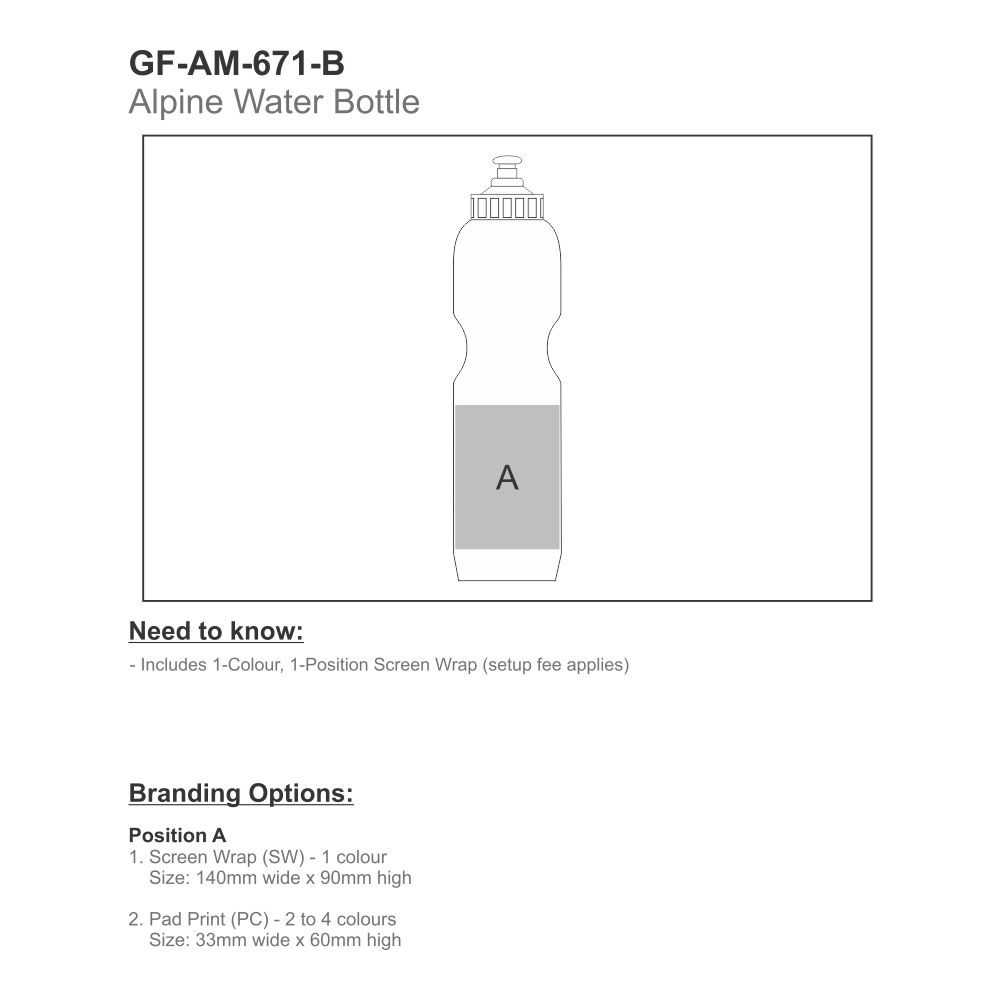 Alpine Plastic Brandable Water Bottle