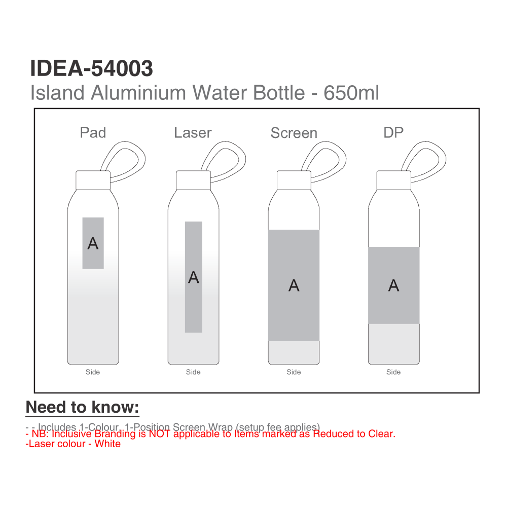 Island Aluminium Brandable Water Bottle