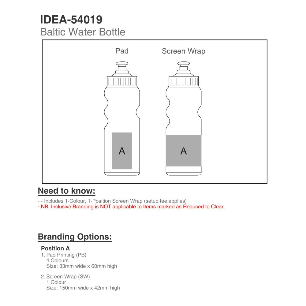 Baltic Plastic Brandable Water Bottle