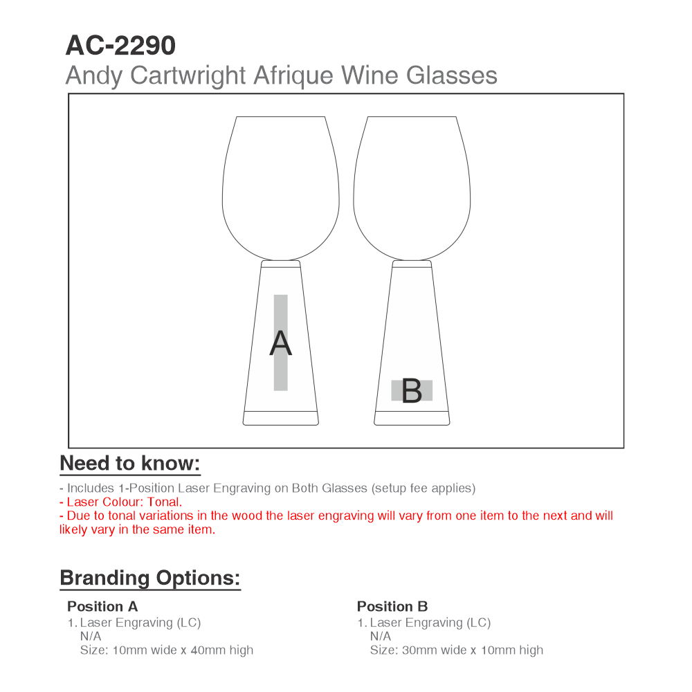 Andy Cartwright Afrique Brandable Wine Glass Set in Glass