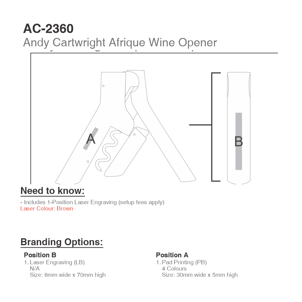 Andy Cartwright Afrique Dusk Brandable Wine Opener in Gold and Black