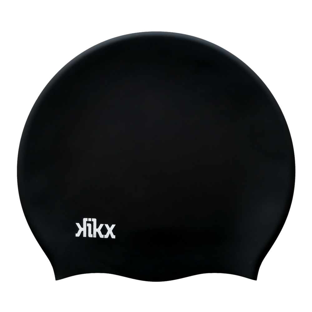 Kikx Big Hair Plain Medium Black Matte Silicone Swim Cap