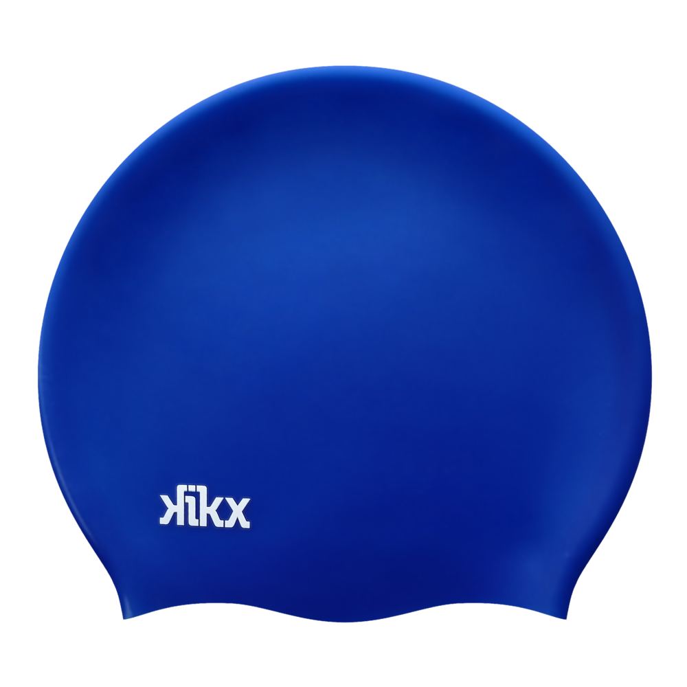Kikx Big Hair Plain Medium Dark Blue Matte Silicone Swim Cap