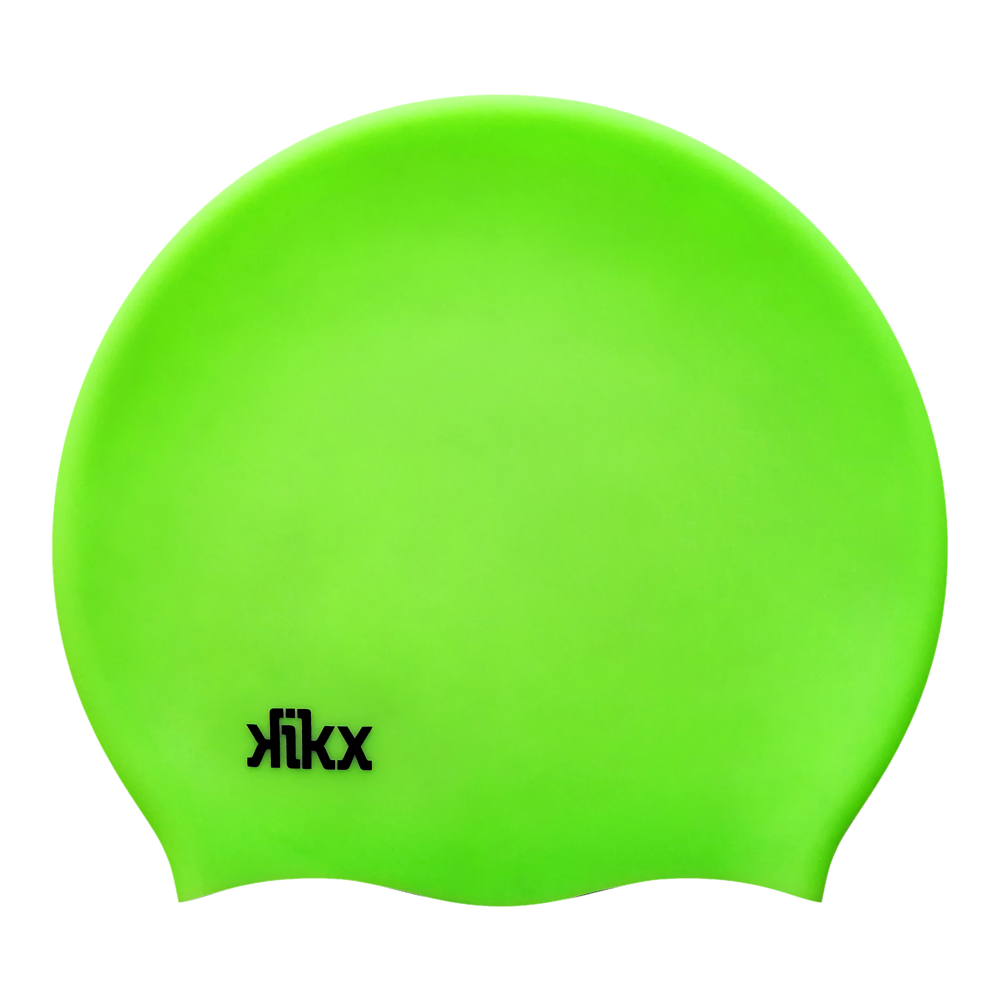 Kikx Big Hair Plain Medium Neon Green Matte Silicone Swim Cap