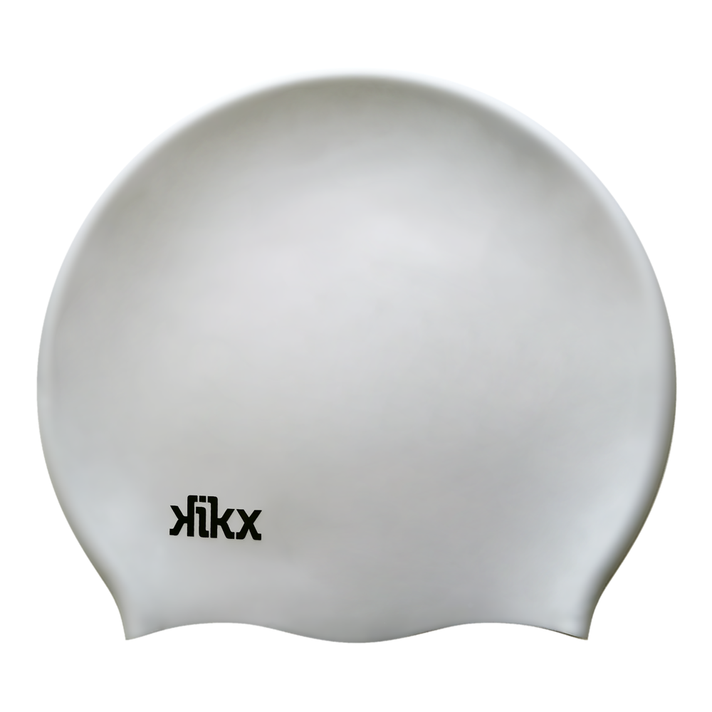 Kikx Big Hair Plain Medium Silver Matte Silicone Swim Cap