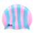 Kikx Multi-Colour Plain MI126 Light Pink and Light Sky Blue Vertical Stripes Silicone Swim Cap
