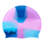 Kikx Multi-Colour Plain MM118 Pink, Violet, Dark Blue and Light Blue Dappled Blend Silicone Swim Cap