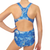 Kikx Extra Life Fastback Swimsuit in Van Gogh Style Blues and Lime Brushstroke Swirls