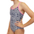 Kikx Extra Life Thin Strap Swimsuit in Leopard Print on White and Neon Pink Straps