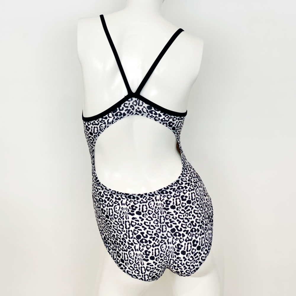 Kikx Extra Life Thin Strap Swimsuit in Full Print Leopard Print on White
