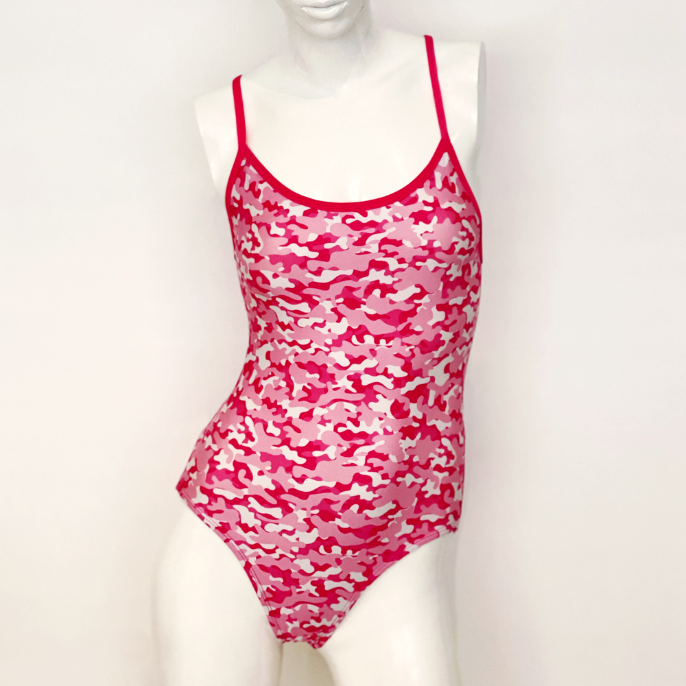 Kikx Extra Life Thin Strap Swimsuit in Full Print Pink Camo