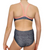 Kikx Extra Life Thin Strap Swimsuit in Leopard Print on Grey and Neon Orange Straps