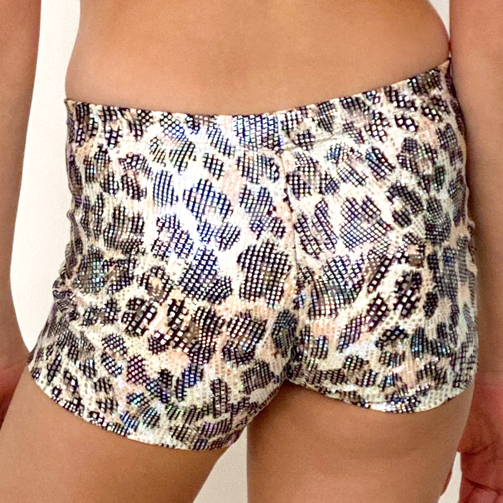 Kikx Gymnastics Hot Pants in Hologram Leopard Print