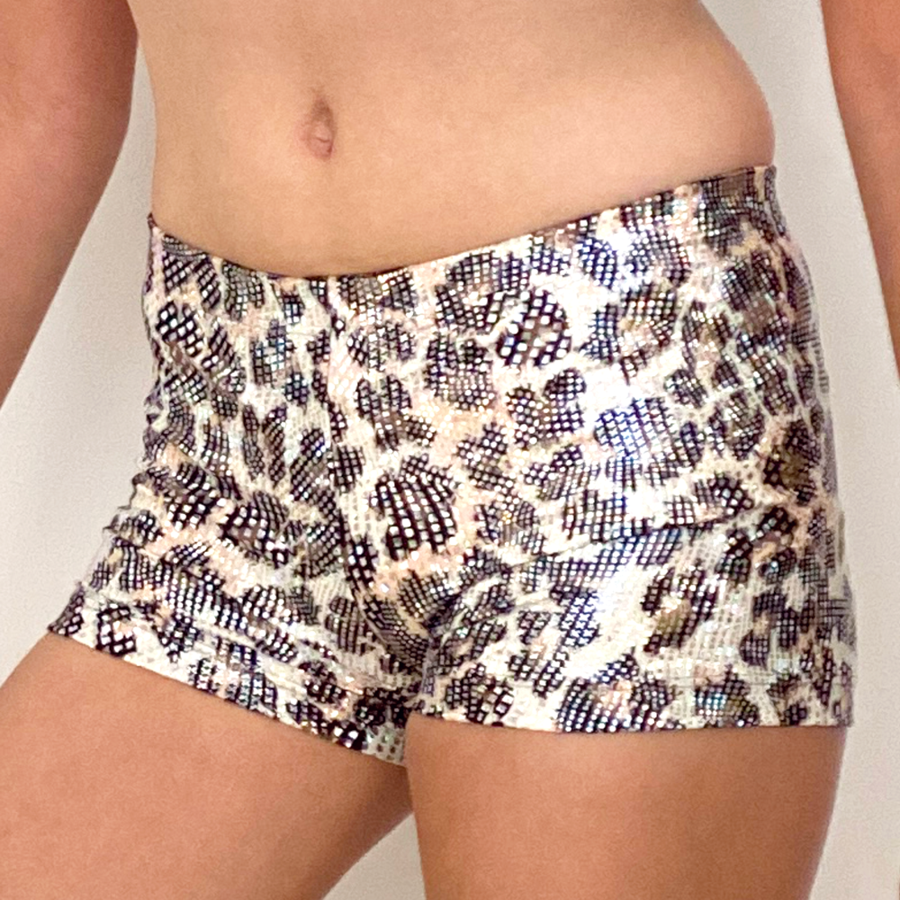 Kikx Gymnastics Hot Pants in Hologram Leopard Print