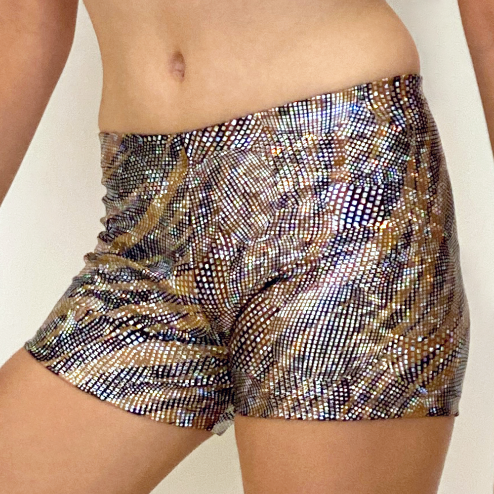 Kikx Gymnastics Hot Pants in Hologram Zebra Stripes