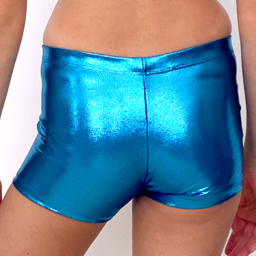 Kikx Gymnastics Hot Pants in Mystique Aqua and Dim Blue