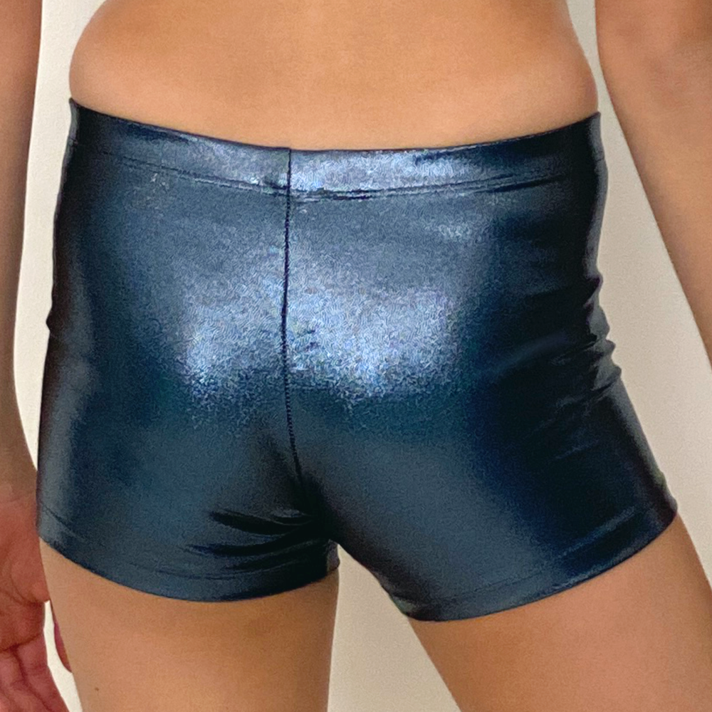 Kikx Gymnastics Hot Pants in Mystique Deep Sea and Titanium
