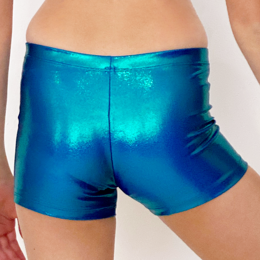 Kikx Gymnastics Hot Pants in Mystique Pacific Blue and Kelly