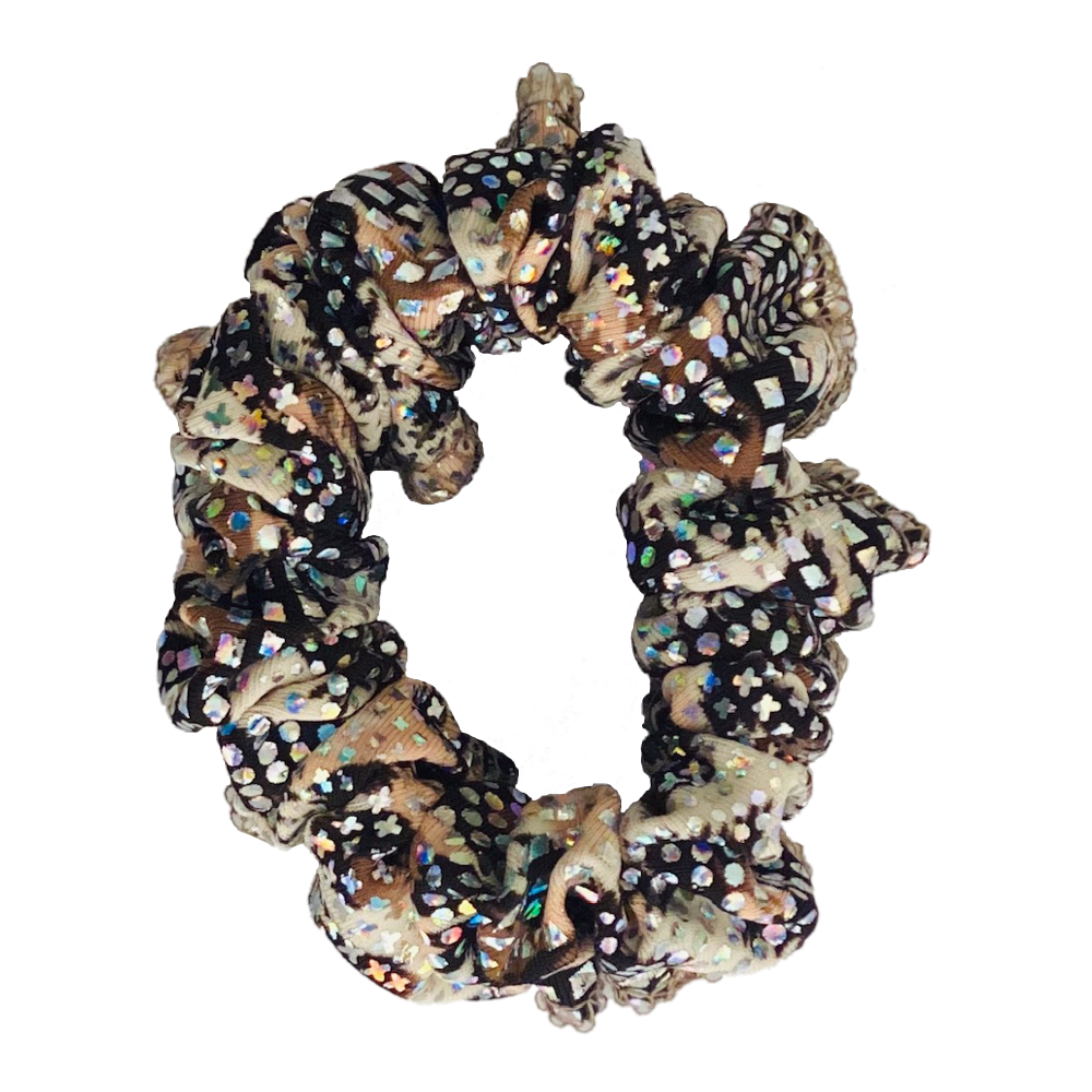 Kikx Gymnastics Hair Scrunchy in Leopard Print Hologram