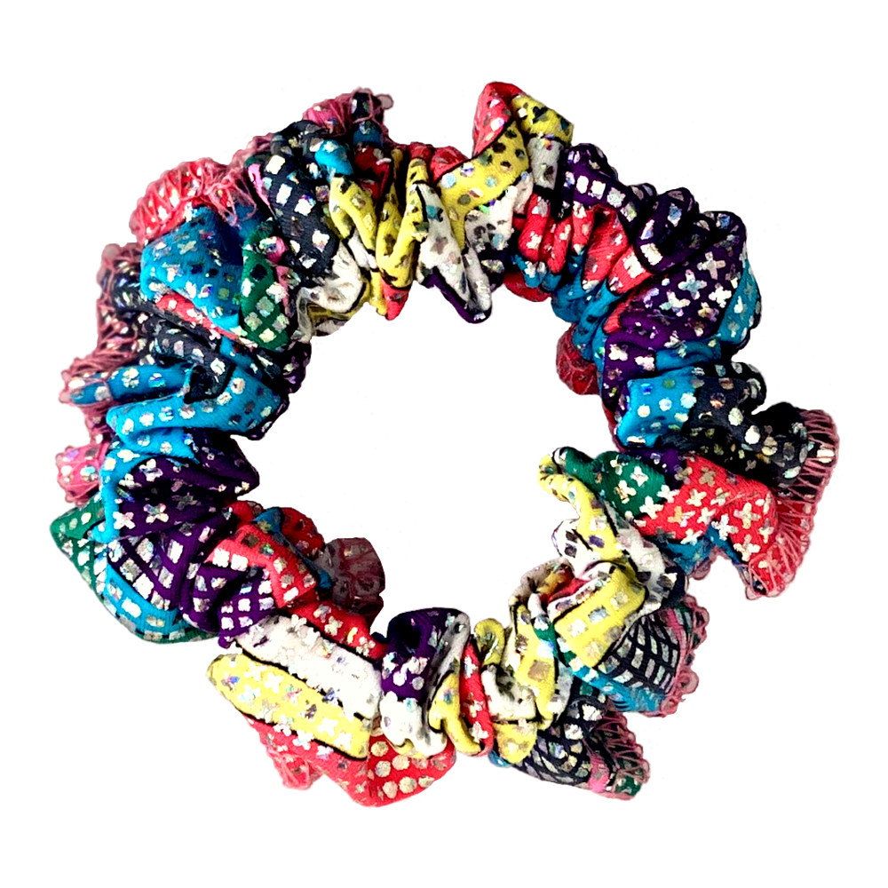 Kikx Gymnastics Hair Scrunchy in Multi-Colour Swirl Hologram