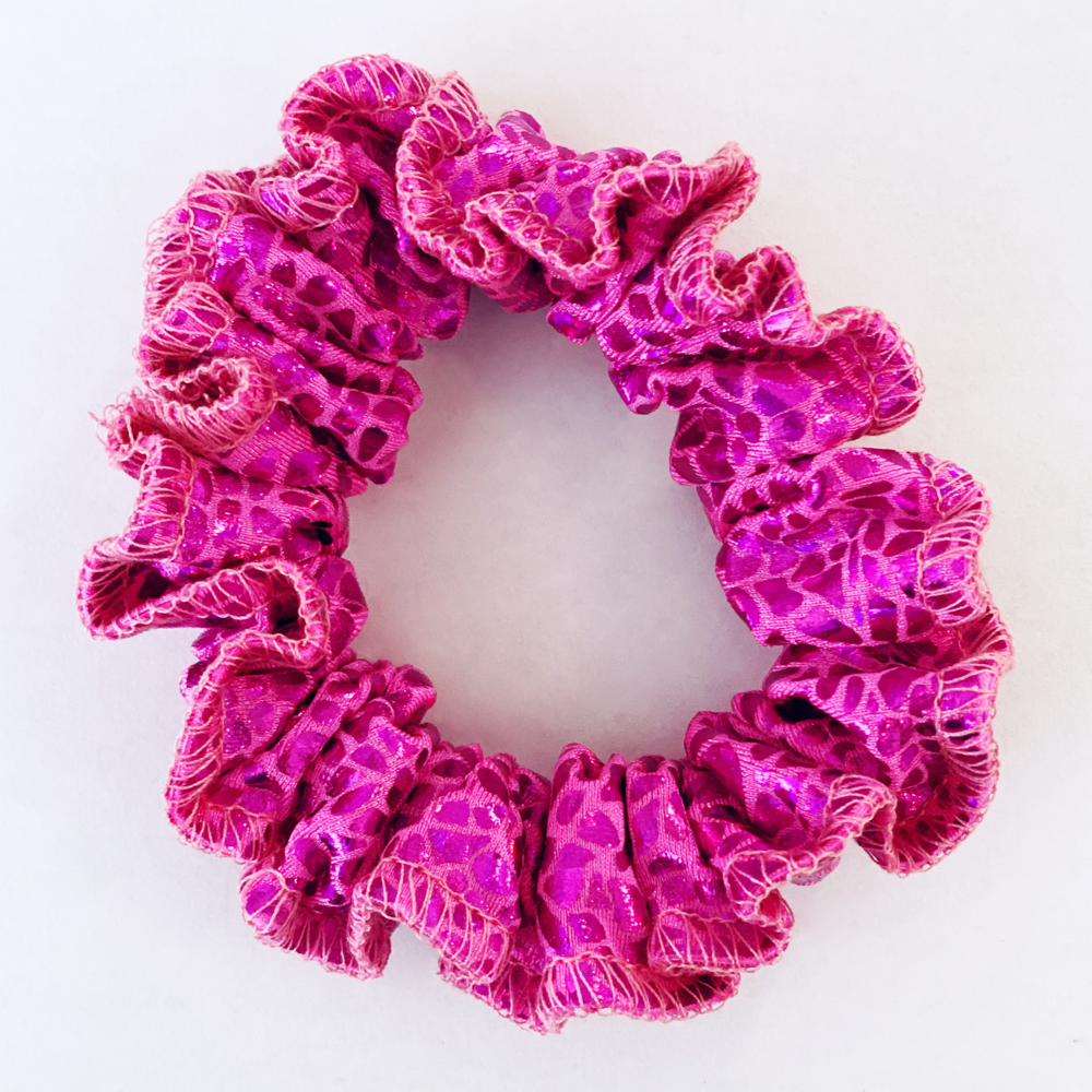 Kikx Gymnastics Hair Scrunchy in Peach and Pink Hologram