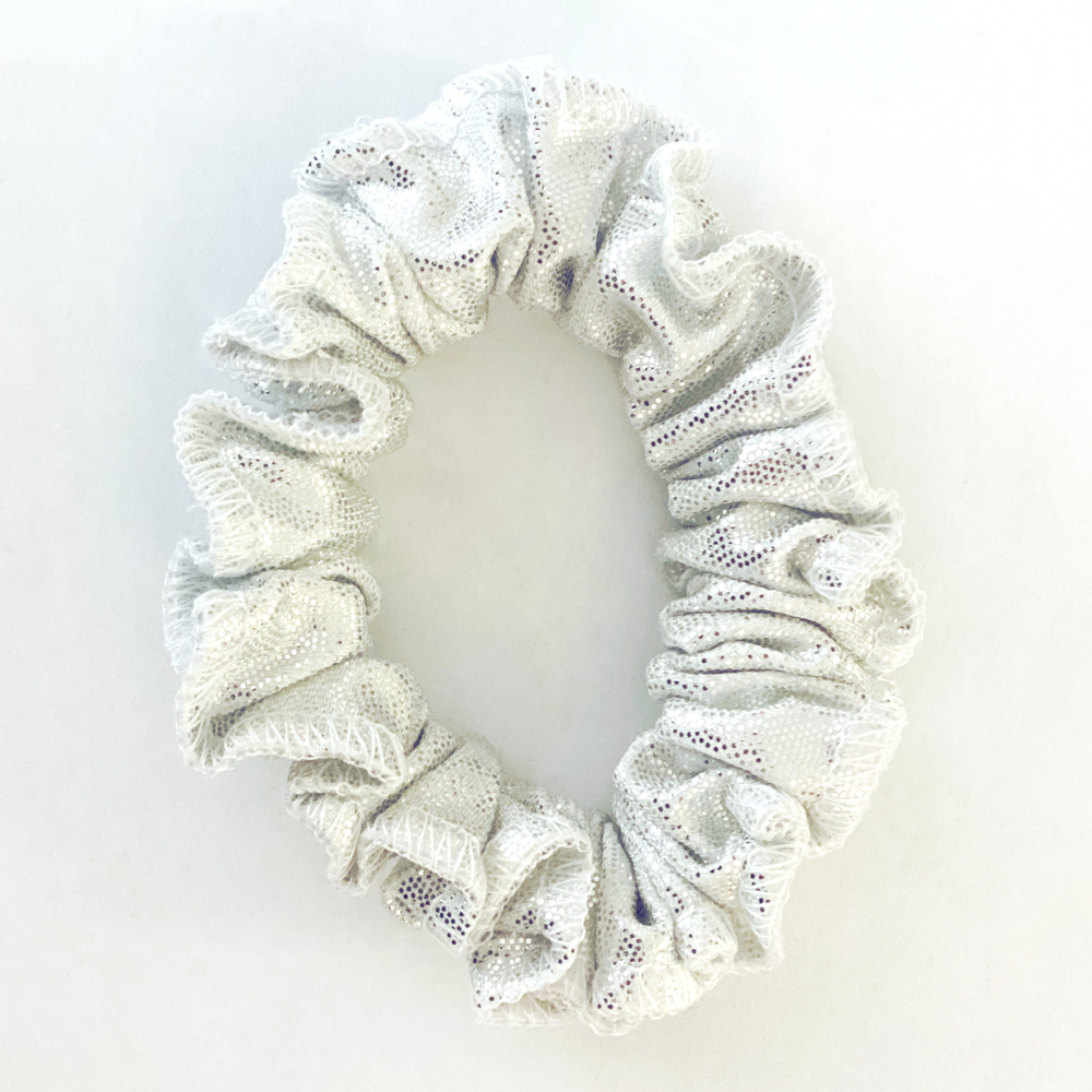 Kikx Mystique Gymnastics Hair Scrunchy in Silver and White