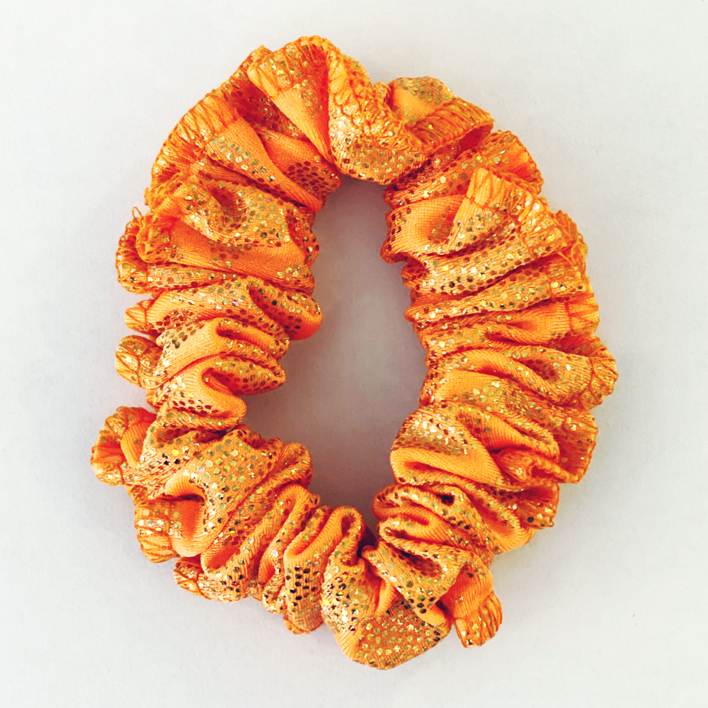 Kikx Gymnastics Hair Scrunchy in Orange with Patterned Orange Dots