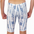 Kikx Extra Life Jammer Swimsuit in Palm Leaves over Blue Grunge Stripes