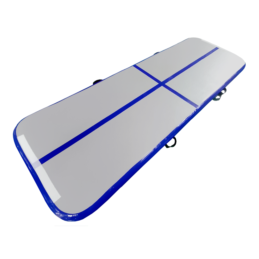 Kikx AirTrack Cushioned Training Board with Dark Blue Sides and Stripes in Light Grey Size 3m x 1m x 10cm