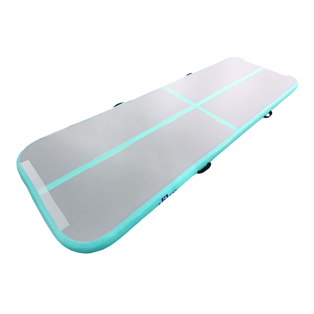 Kikx AirTrack Cushioned Training Board with Light Aqua Sides and Stripes in Light Grey Size 3m x 1m x 10cm