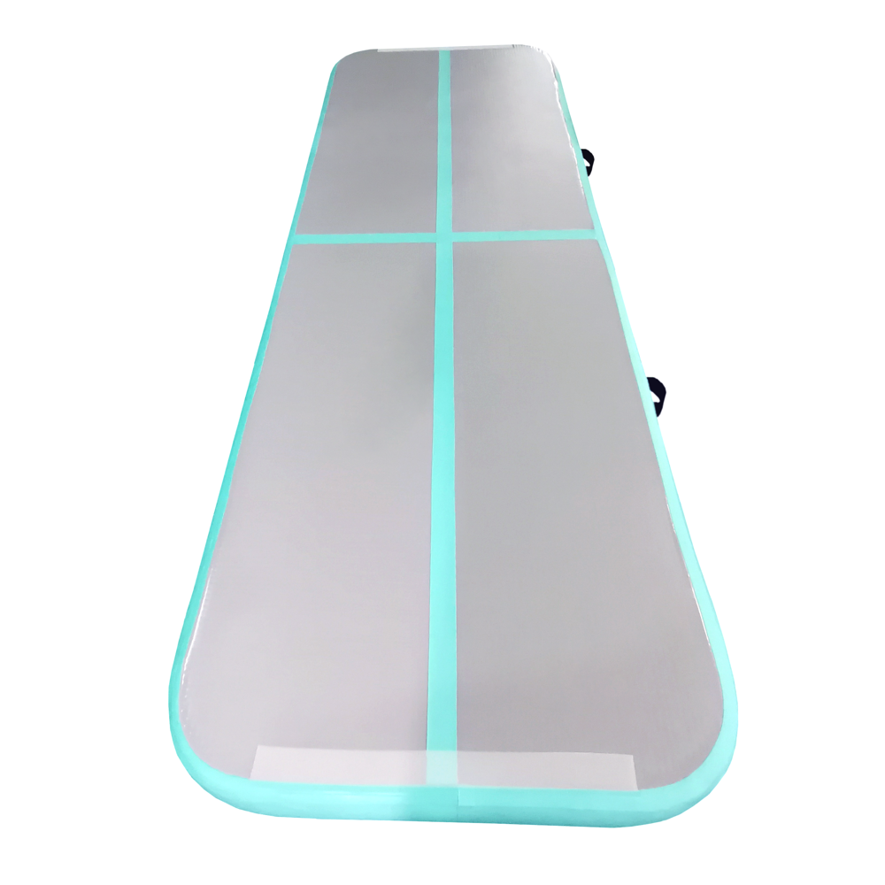 Kikx AirTrack Cushioned Training Board with Light Aqua Sides and Stripes in Light Grey Size 3m x 1m x 10cm