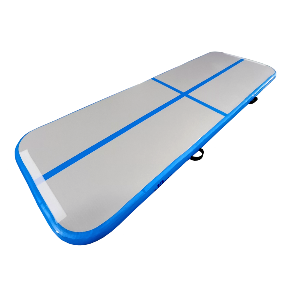 Kikx AirTrack Cushioned Training Board with Sky Blue Sides and Stripes in Light Grey Size 3m x 1m x 10cm