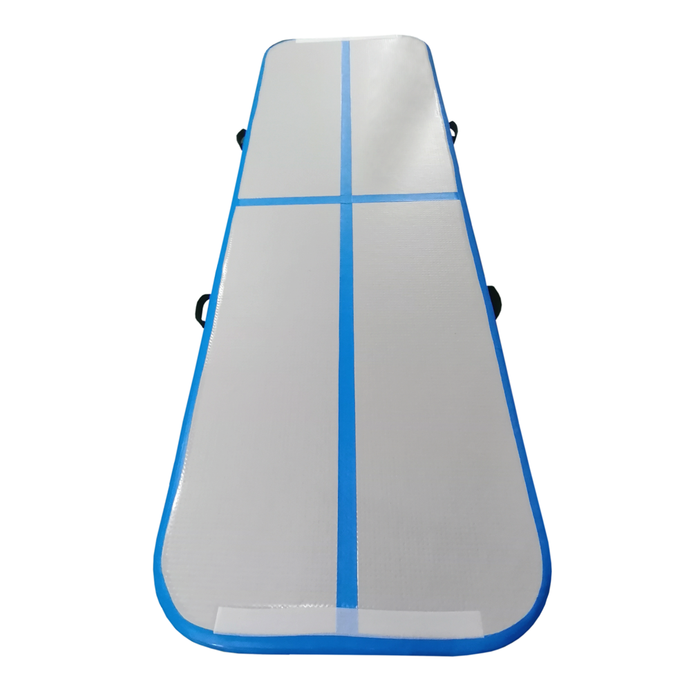 Kikx AirTrack Cushioned Training Board with Sky Blue Sides and Stripes in Light Grey Size 3m x 1m x 10cm