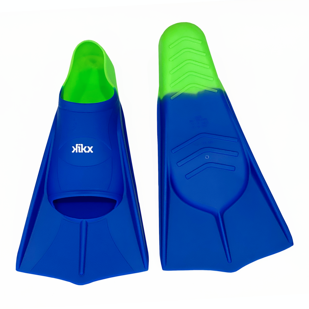 Kikx Short Training Fin with 2 Tone in Dark Blue with Neon Green Heel